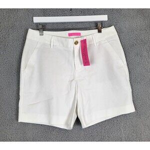 NWT Lilly Pulitzer Shara Mid Rise Stretch Shorts Womens 10 Resort White New